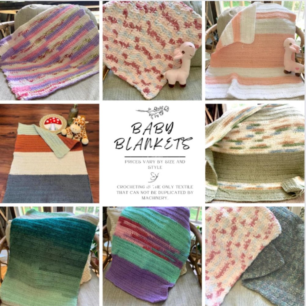 Soft Yarn Handmade Crochet Baby Blankets- Custom Orders Available of Any Color